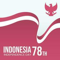 Indonesia independence day with waved flag illustration in red and white color, suitable for social media posts and banner vector illustration.