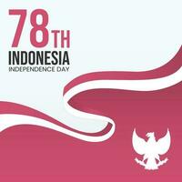 Indonesia independence day with waved flag illustration in red and white color, suitable for social media posts and banner vector illustration.