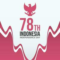 Indonesia independence day with waved flag illustration in red and white color, suitable for social media posts and banner vector illustration.