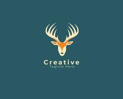 Big horn colored deer logo, deer head logo design vector eps file