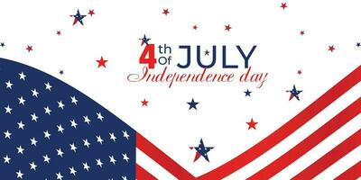 Happy 4th of July. Fourth July Independence Day USA. Independence Day sale web banner. Independence Day USA social media promotion template. greeting card, banner, poster with United States flag vector