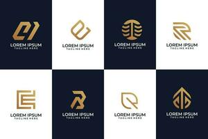 Set of golden abstract logo design vector