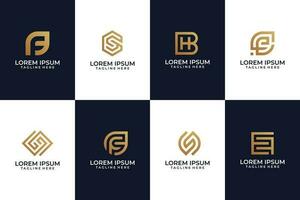 Abstract logo design collection with golden gradient vector