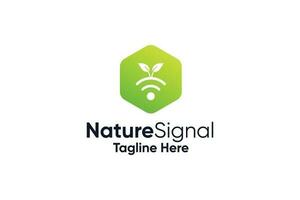 Nature signal herbal logo design business vector