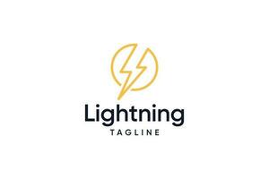 Electric lightning thunder minimalist logo design vector