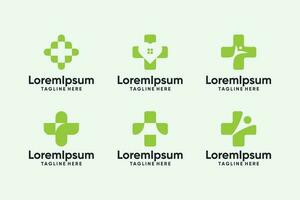 Hospital medical care health logo design set vector