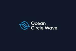 Circle ocean wave logo design with blue color vector