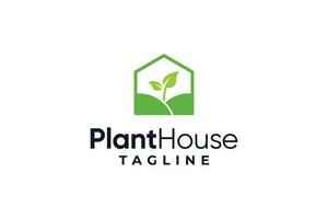Minimal plant house leaf logo design vector