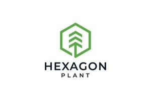 Hexagon tree geometric logo design vector