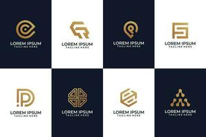 Abstract elegant logo design with golden gradient vector