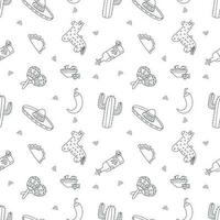 Seamless vector pattern mexico in doodle style.