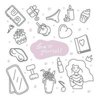Vector set of illustrations love yourself