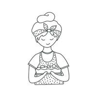 Vector illustration of girl confectioner in doodle style