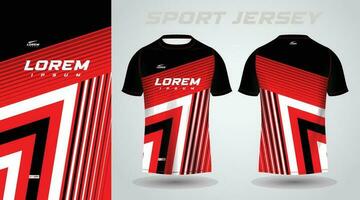 red black shirt soccer football sport jersey template design mockup vector