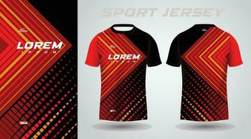 red black shirt soccer football sport jersey template design mockup vector