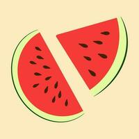 Colorful cartoon fruit icon. Watermelon. Summer fresh fruit vector illustration.