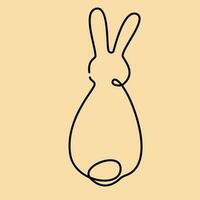 Rabbit one line art, bunny continuous contour. Animal, symbol of 2023 by Chinese horoscope. Simple minimalist design. Vector illustration new year.