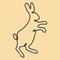 Rabbit one line art, bunny continuous contour. Animal, symbol of 2023 by Chinese horoscope. Simple minimalist design. Vector illustration new year.