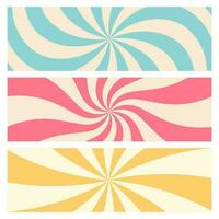 Swirling radial ice cream background. Vector for swirl design summer. Vortex starburst spiral twirl square. Helix rotation rays. Converging Psychadelic scalable stripes. Fun sun light beams