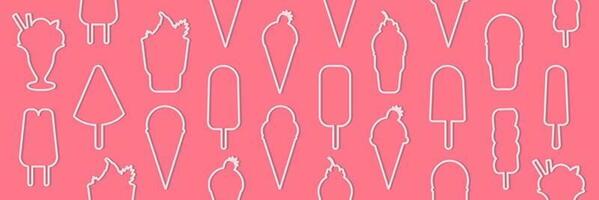 Seamless background with cartoon cute ice-creams. Vector pink or fellow backdrop. Use for wallpaper, pattern fills, web page background. Summer fun.