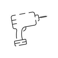 Construction tools - outline icon cordless drill, vector, simple thin line icon collection. vector