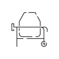 Cement mixer construction tools vector line icon.