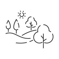 Landscape line icons, thin line style, flat design vector illustration. Summer, spring season. Nature garden.