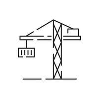 Cargo port line icon air, sea, rail freight terminal, storage. Delivery container shipping. vector