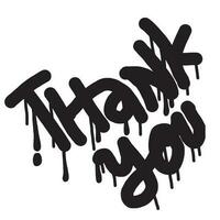 graffiti Thank you text sprayed in black over white. vector