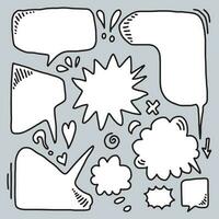 Set of hand drawn sketch Speech bubbles. Vector illustration