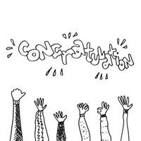 Applause hand draw on white background with congratulation text.vector illustration. vector