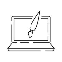 artista línea icono vector. digital artista y digital Arte herramientas signo. aislado contorno símbolo negro ilustración ordenador portátil. vector