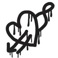 graffiti Heart with arrow icon sprayed in black over white.Heart with arrow icon. Love symbol with arrow. vector