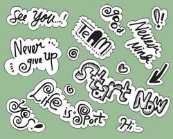 Set of speech bubbles with greetings and handwritten text. vector