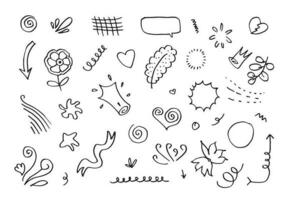 hand drawn set elements, arrow, heart, star, emphasis for concept design vector