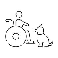 Disabled people line icon, outline vector symbol, linear style pictogram. Signs, logo illustration. wheelchair, older, handicapped, deaf and Social issue.