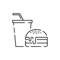 hamburguesa icono vector aislado en blanco fondo, hamburguesa o rápido comida firmar, Delgado símbolos o forrado elementos en contorno estilo. bocadillo, basura comida y obesidad.