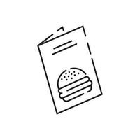 Burger icon vector isolated on white background, hamburger or fast food sign, thin symbols or lined elements in outline style. Snack, junk food and obesity.