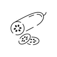 Vegetables thin line icon. Vegetarian, veggies. Simple vector icon as tomato, cucumber, kohlrabi, cauliflower, pattypan squash, fiddleheads good food and health.