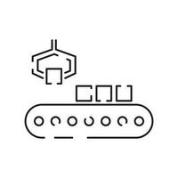 Robot or robotic icon such as arm, hand, production line, box packaging, automotive production, computer control and other product manufacturing, vector icon.