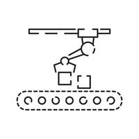 robot o robótico icono tal como brazo, mano, producción línea, caja embalaje, automotor producción, computadora controlar y otro producto fabricación, vector icono.