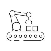 robot o robótico icono tal como brazo, mano, producción línea, caja embalaje, automotor producción, computadora controlar y otro producto fabricación, vector icono.