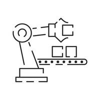 robot o robótico icono tal como brazo, mano, producción línea, caja embalaje, automotor producción, computadora controlar y otro producto fabricación, vector icono.