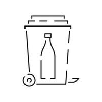 Trash line icon vector. Recycle material illustration sign. Green symbol Rubbish, garbage. Glass and plastic bottle. vector