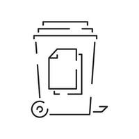 Recyclable material line icon. Ecology outline vector recycled symbol. Bin Rubbish, garbage or trash paper.