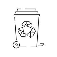 Trash line icon vector. Recycle material illustration sign. Green symbol Rubbish, garbage. vector