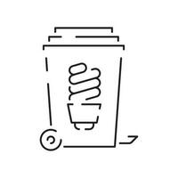 Recyclable material line icon. Ecology outline vector recycled symbol. Bin Rubbish, garbage or trash lightbulb.
