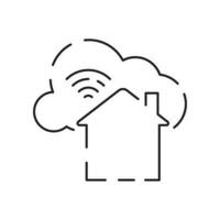 Collection of smart house linear icons - control of lighting, heating, air conditioning. Set of home automation and remote monitoring symbols drawn with thin contour lines. Vector illustration.