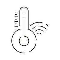 Collection of smart house linear icons - control of lighting, heating, air conditioning. Set of home automation and remote monitoring symbols drawn with thin contour lines. Vector illustration.