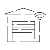 Collection of smart house linear icons - control of lighting, heating, air conditioning. Set of home automation and remote monitoring symbols drawn with thin contour lines. Vector illustration.